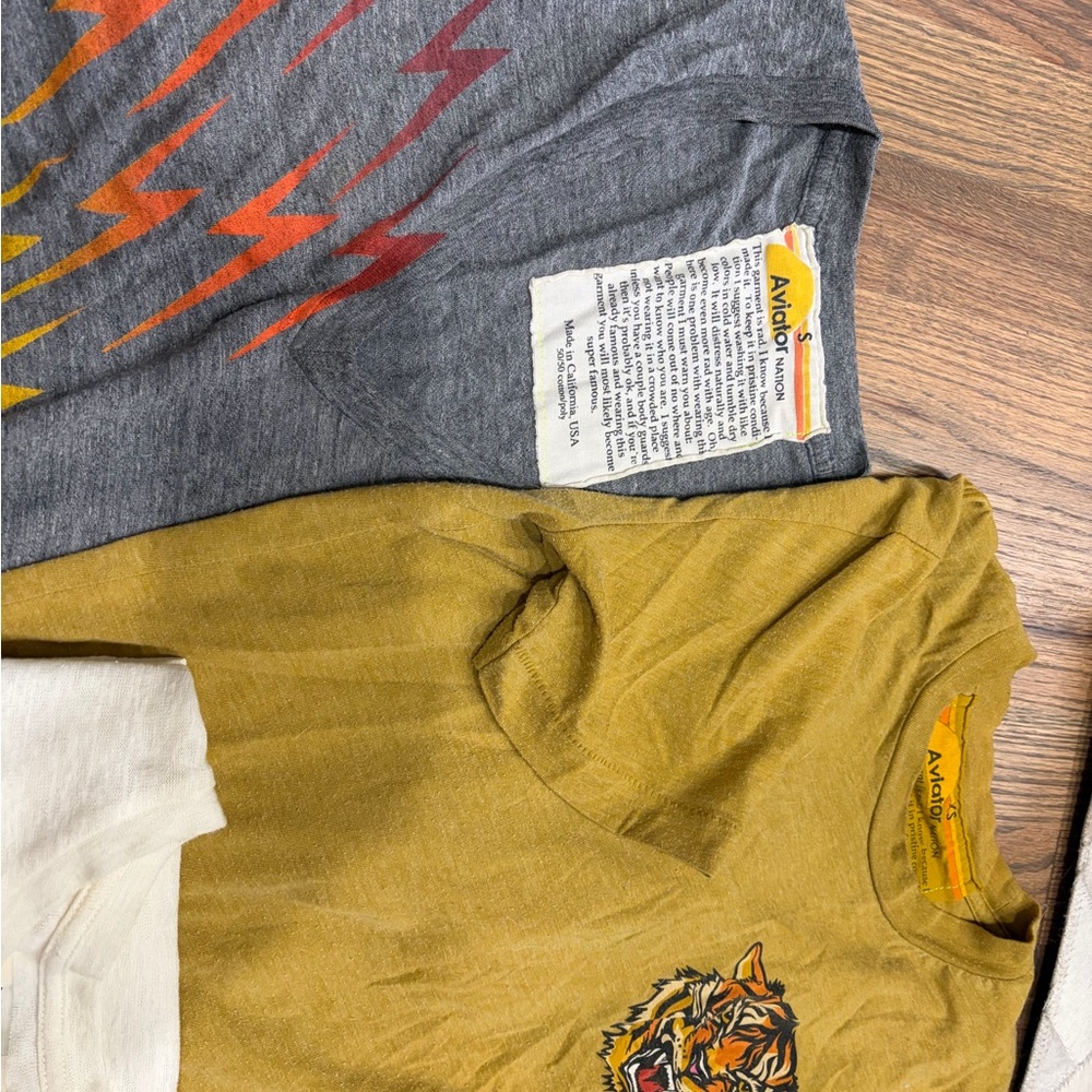 Aviator Nation Short Sleeve Graphic Tee - Blue, Gray, Mustard, Cream - Picture 2 of 3
